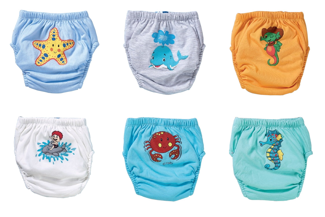 Unterwassertiere waschbare Trainerhosen in drei Gr. | Trainingswindel | Lernwindel | Toilet