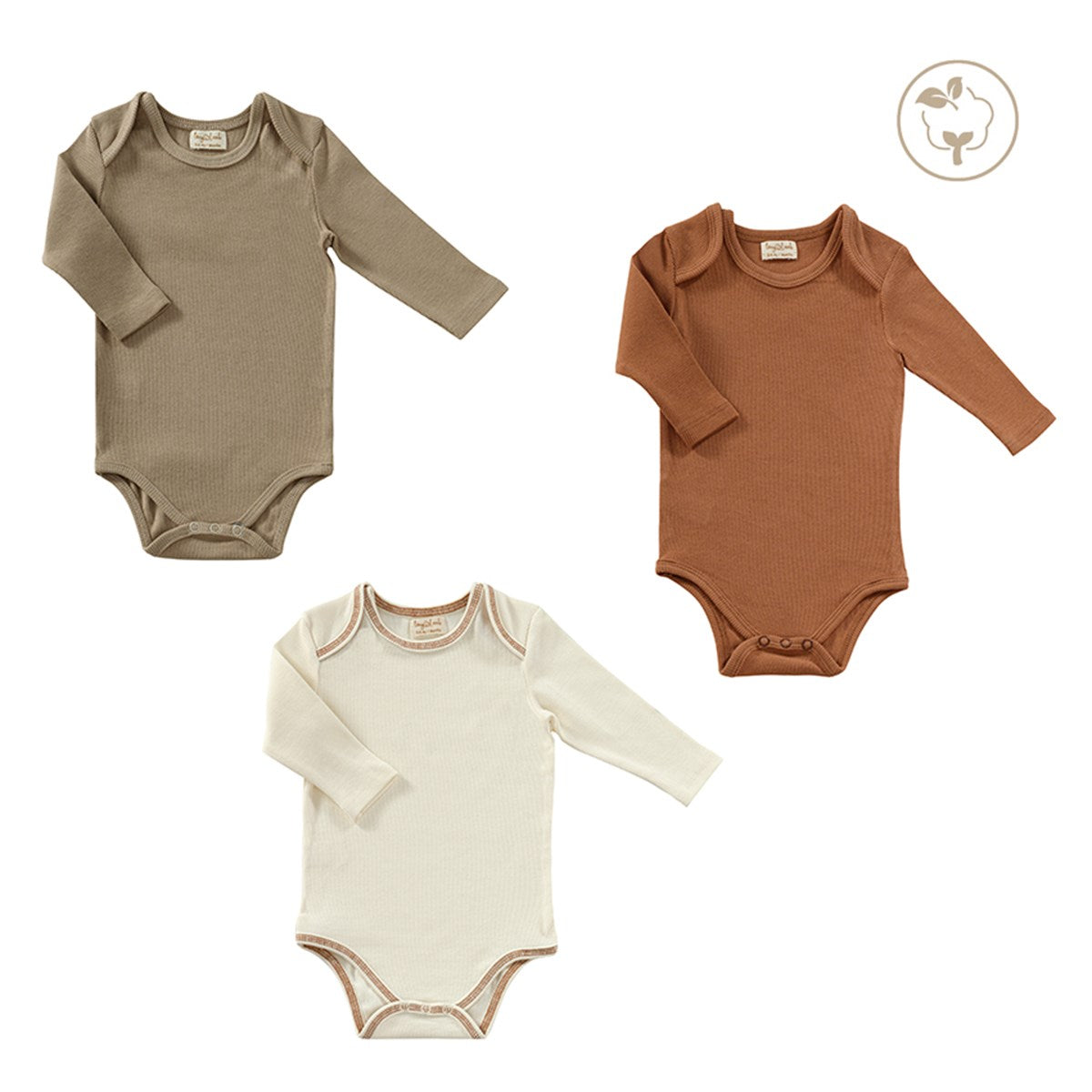 Baby Bio Baumwolle Unisex langarm Body, 3er-Pack