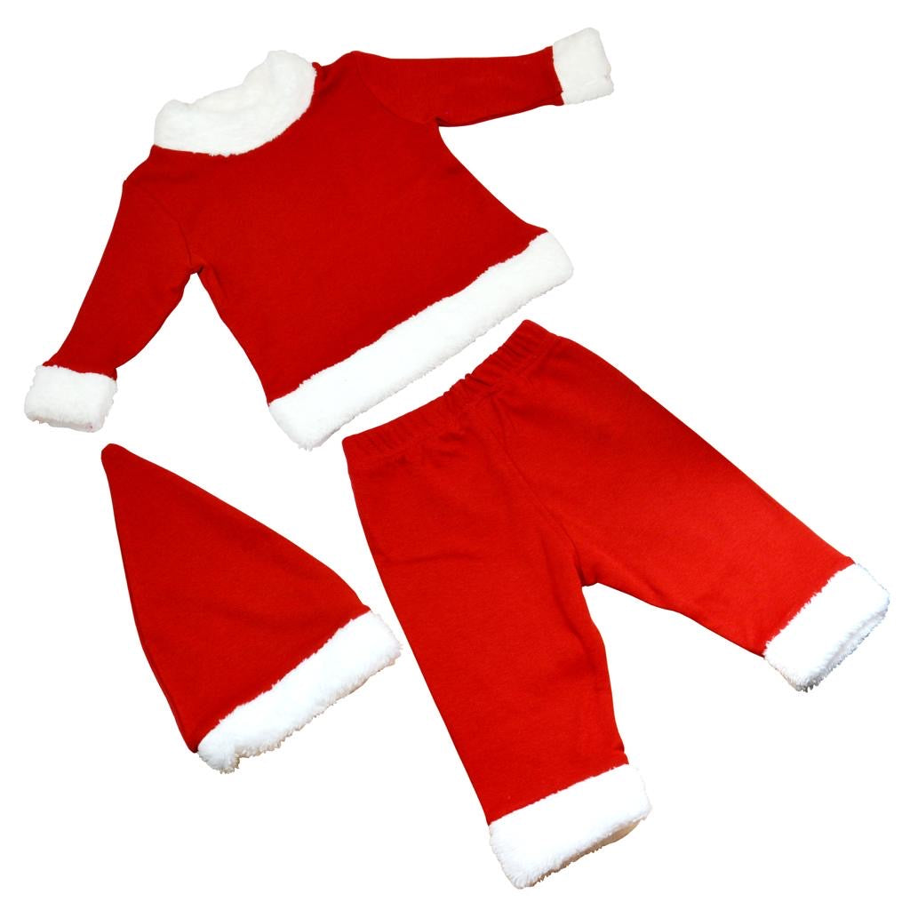 Baby Weihnachtsmann Kostüm 3-teiliges Set mit Weihnachts-Mütze Mantel und Hose Nikolaus Anzug Weihnachten für Mädchen und Jungen Kleinkinder 3-18M